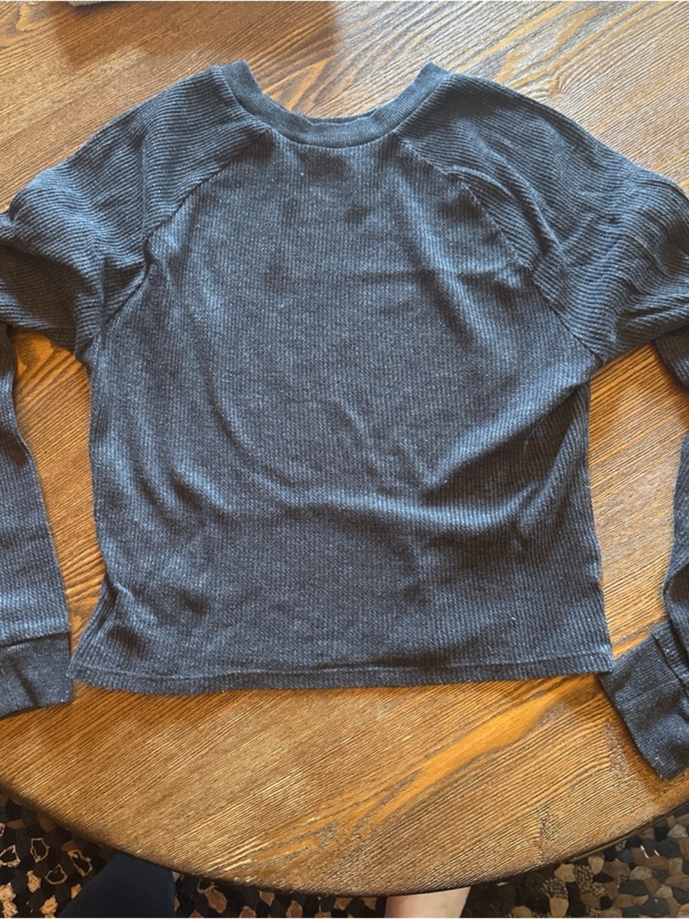 PacSun Women's Charcoal Gray Waffle Knit Crop Top